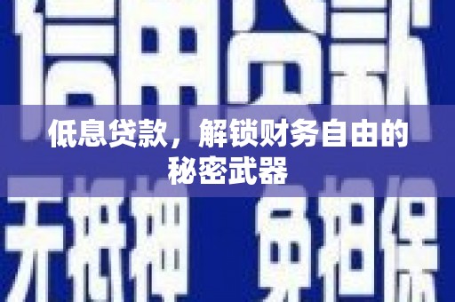 鹤岗低息贷款，解锁财务自由的秘密武器