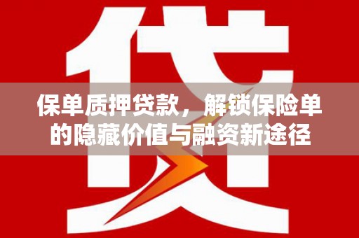 鹤岗保单质押贷款，解锁保险单的隐藏价值与融资新途径
