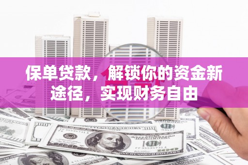 鹤岗保单贷款，解锁你的资金新途径，实现财务自由